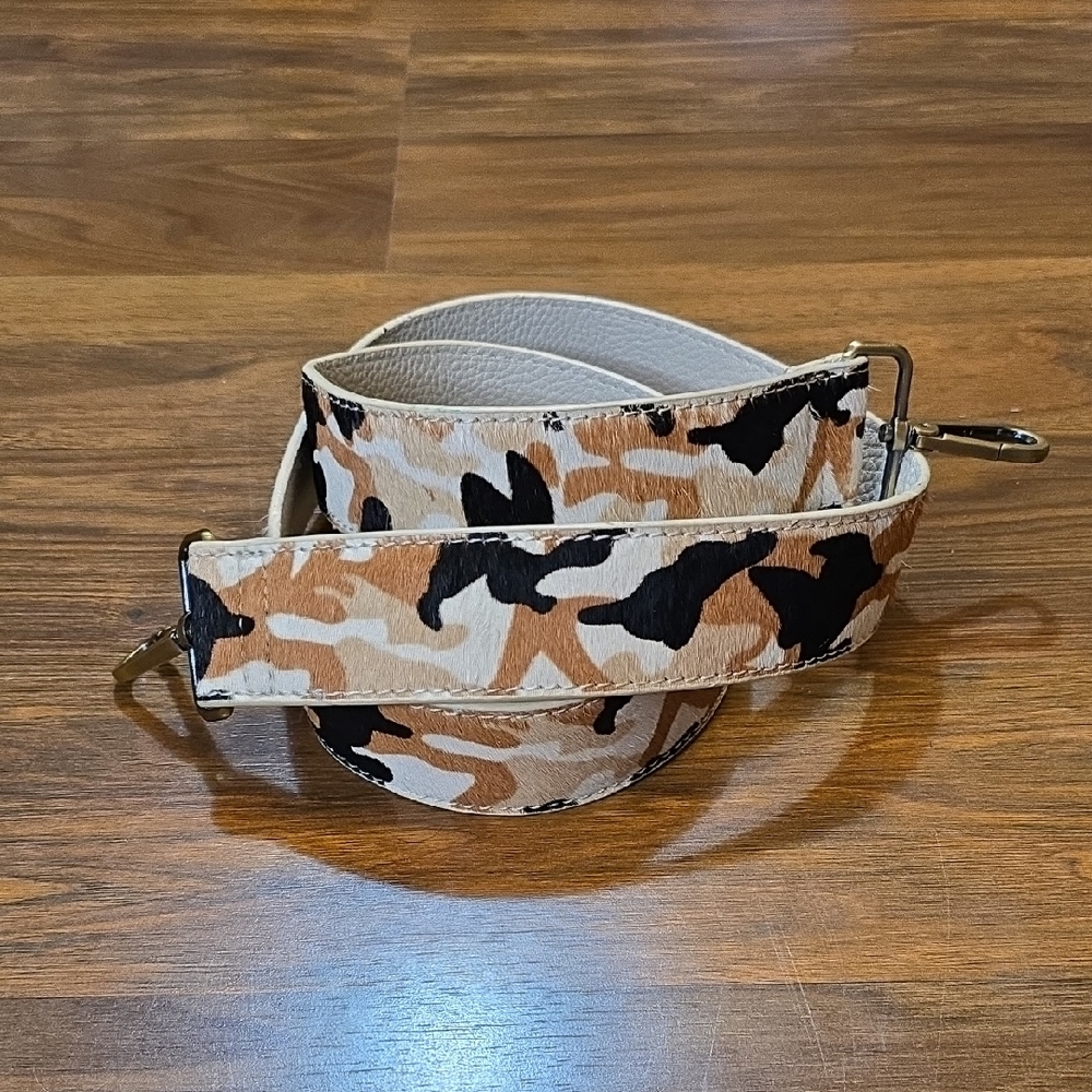 Anthropologie Remy Strap with Black and Tan Calf Hair Print